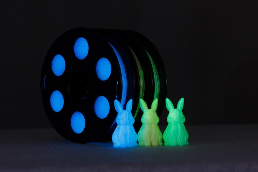 Набор светящегося в темноте PETG пластика Bestfilament 0,5 кг 1,75 мм (синий, жёлтый, зелёный)