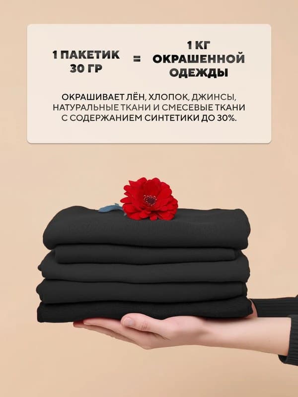 Черная (графит) краска для натуральных тканей BFColor на 1 кг вещей